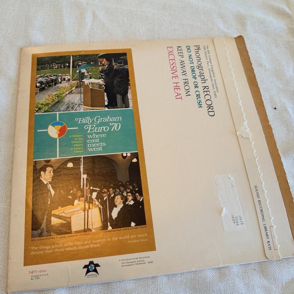 Billy Graham Euro '70 Where East Meets West 1970 Stereo LP 33RPM 12" BC2332